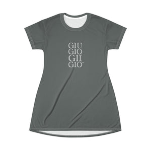 GIUGIOGIIGIO™ Brand T-Shirt Dress (AOP) [Dark Grey]