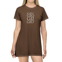 Load image into Gallery viewer, GIUGIOGIIGIO™ Brand T-Shirt Dress (AOP) [Brown]
