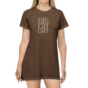 GIUGIOGIIGIO™ Brand T-Shirt Dress (AOP) [Brown]