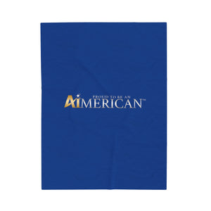 Proud to be an Aimerican™ Brand Velveteen Plush Blanket - [Dark Blue]