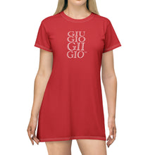 Load image into Gallery viewer, GIUGIOGIIGIO™ Brand T-Shirt Dress (AOP) [Dark Red]
