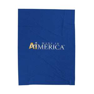 Made in Aimerica™ Brand Velveteen Plush Blanket - [Dark Blue]