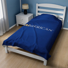 Load image into Gallery viewer, Proud to be an Aimerican™ Brand Velveteen Plush Blanket - [Dark Blue]
