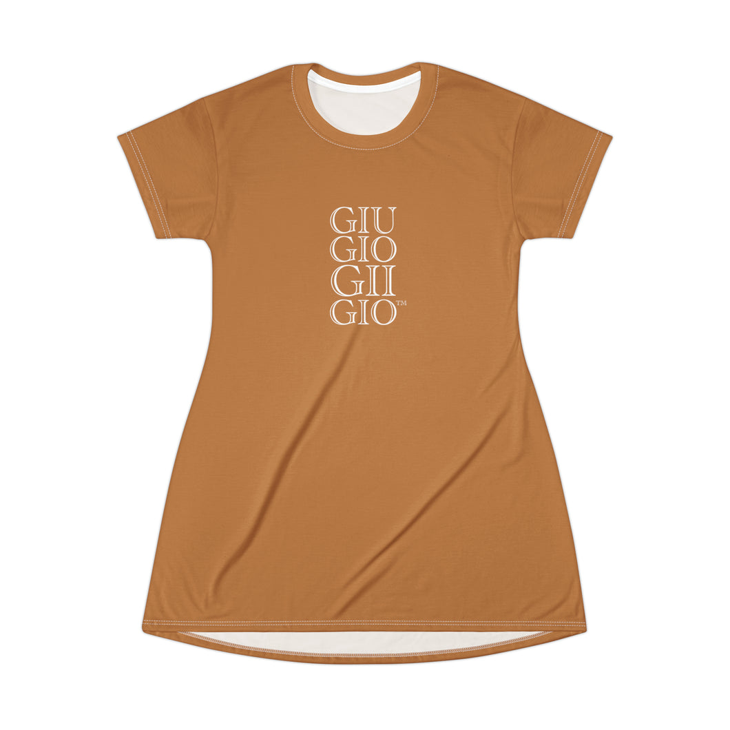 GIUGIOGIIGIO™ Brand T-Shirt Dress (AOP) [Light Brown]