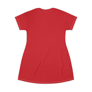 GIUGIOGIIGIO™ Brand T-Shirt Dress (AOP) [Dark Red]