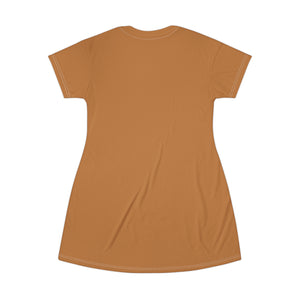 GIUGIOGIIGIO™ Brand T-Shirt Dress (AOP) [Light Brown]