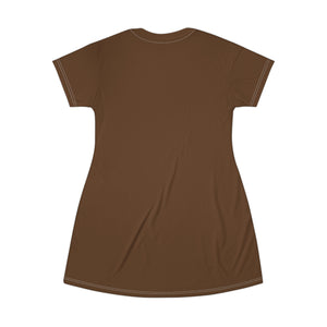 GIUGIOGIIGIO™ Brand T-Shirt Dress (AOP) [Brown]