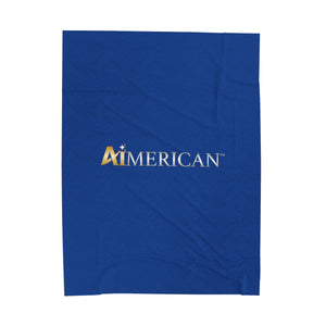 Aimerican™ Brand Velveteen Plush Blanket - [Dark Blue]