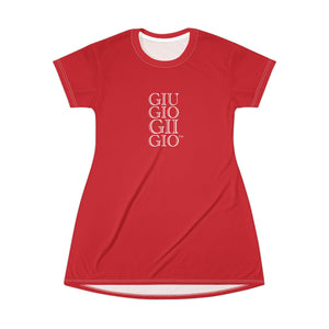 GIUGIOGIIGIO™ Brand T-Shirt Dress (AOP) [Dark Red]