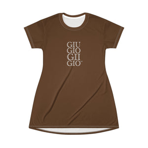 GIUGIOGIIGIO™ Brand T-Shirt Dress (AOP) [Brown]