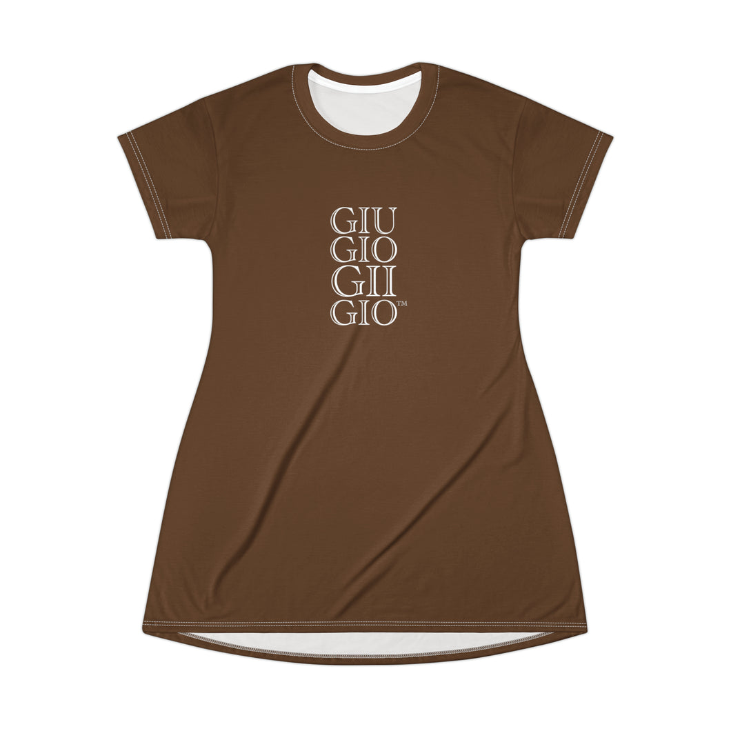 GIUGIOGIIGIO™ Brand T-Shirt Dress (AOP) [Brown]