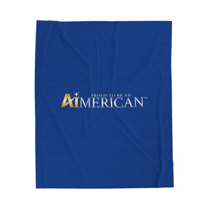 Proud to be an Aimerican™ Brand Velveteen Plush Blanket - [Dark Blue]