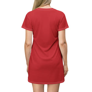 GIUGIOGIIGIO™ Brand T-Shirt Dress (AOP) [Dark Red]