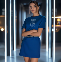 Load image into Gallery viewer, GIUGIOGIIGIO™ Brand T-Shirt Dress (AOP) [Dark Blue]
