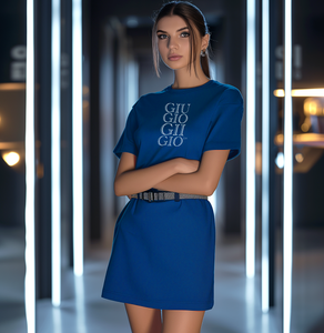 GIUGIOGIIGIO™ Brand T-Shirt Dress (AOP) [Dark Blue]