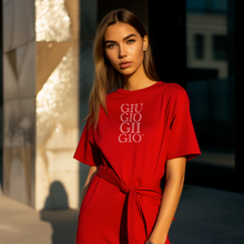 Load image into Gallery viewer, GIUGIOGIIGIO™ Brand T-Shirt Dress (AOP) [Dark Red]
