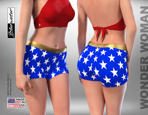 Booty Shorts Booty Shorts - Wonder Woman - Stars/Gold - TheBlueMall